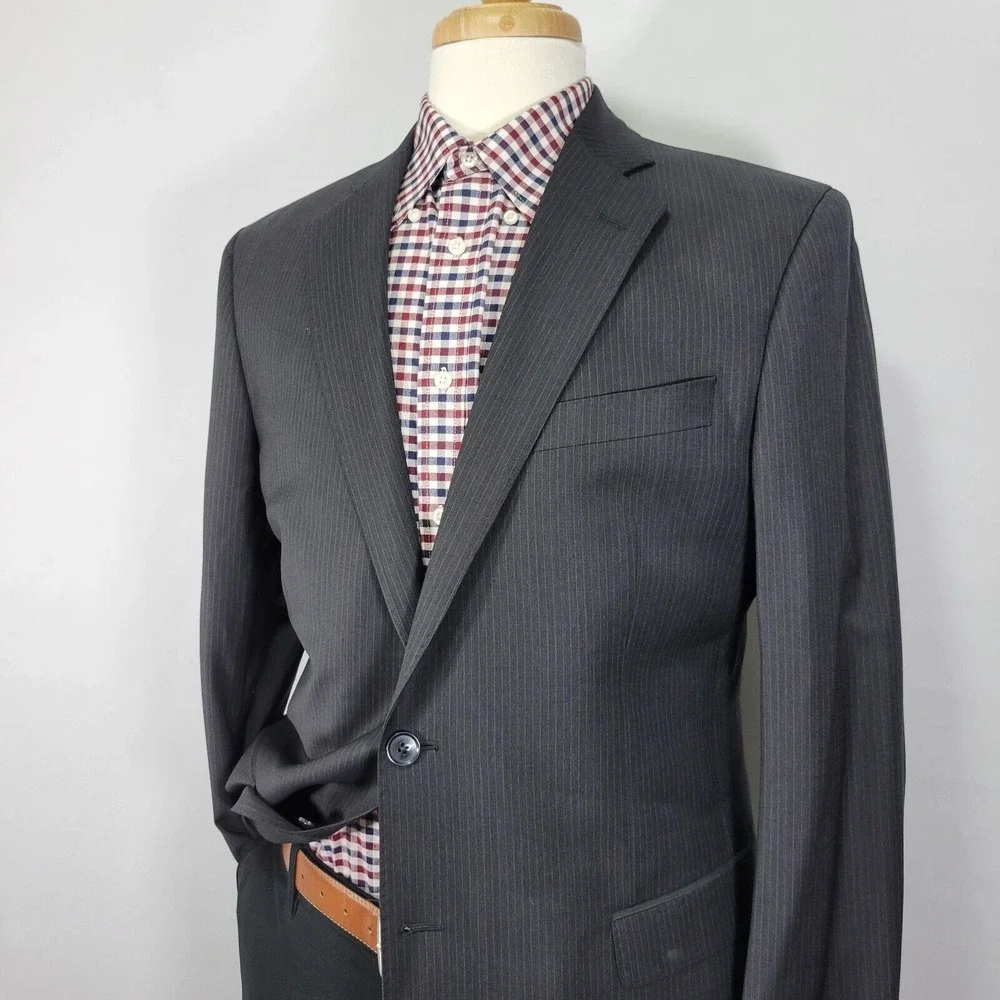 Brooks Brothers Explorer Fitzgerald‎ Men's Sport Coat Striped CH Black Wool 41R